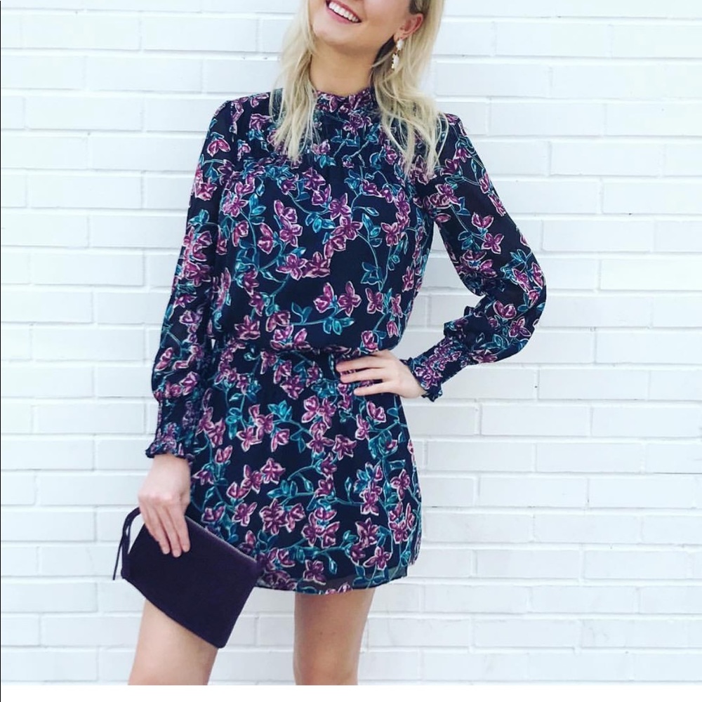 Floral black long sleeve dress